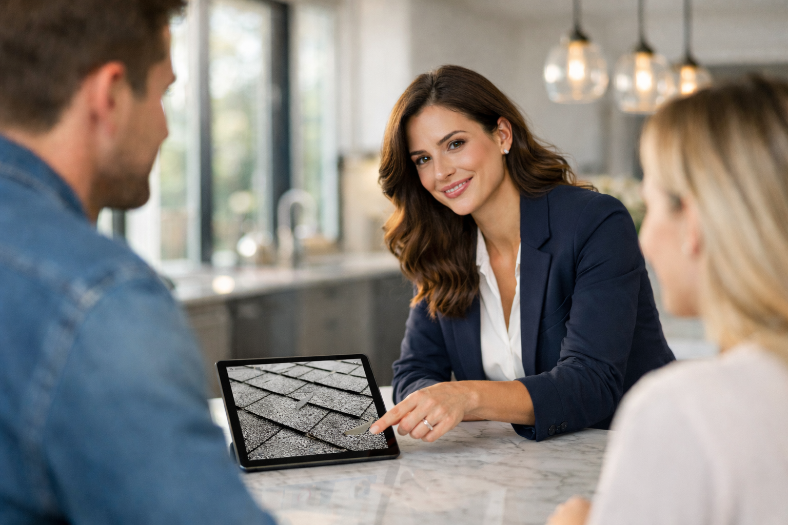 Realtor helping buyers with home inspection