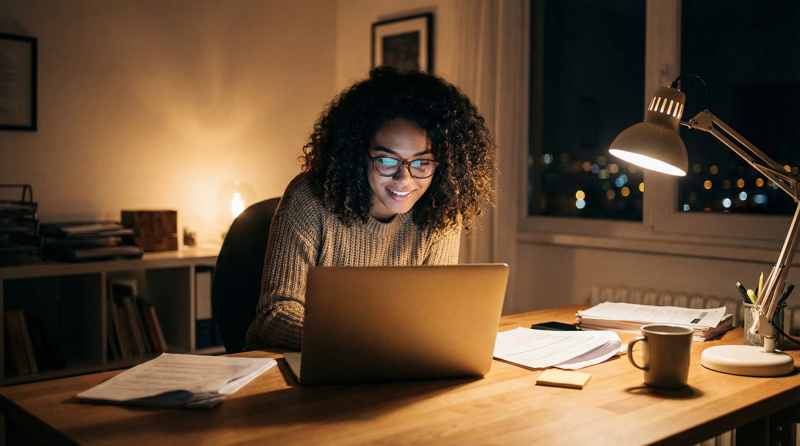 real estate agent looking at inspection report on laptop