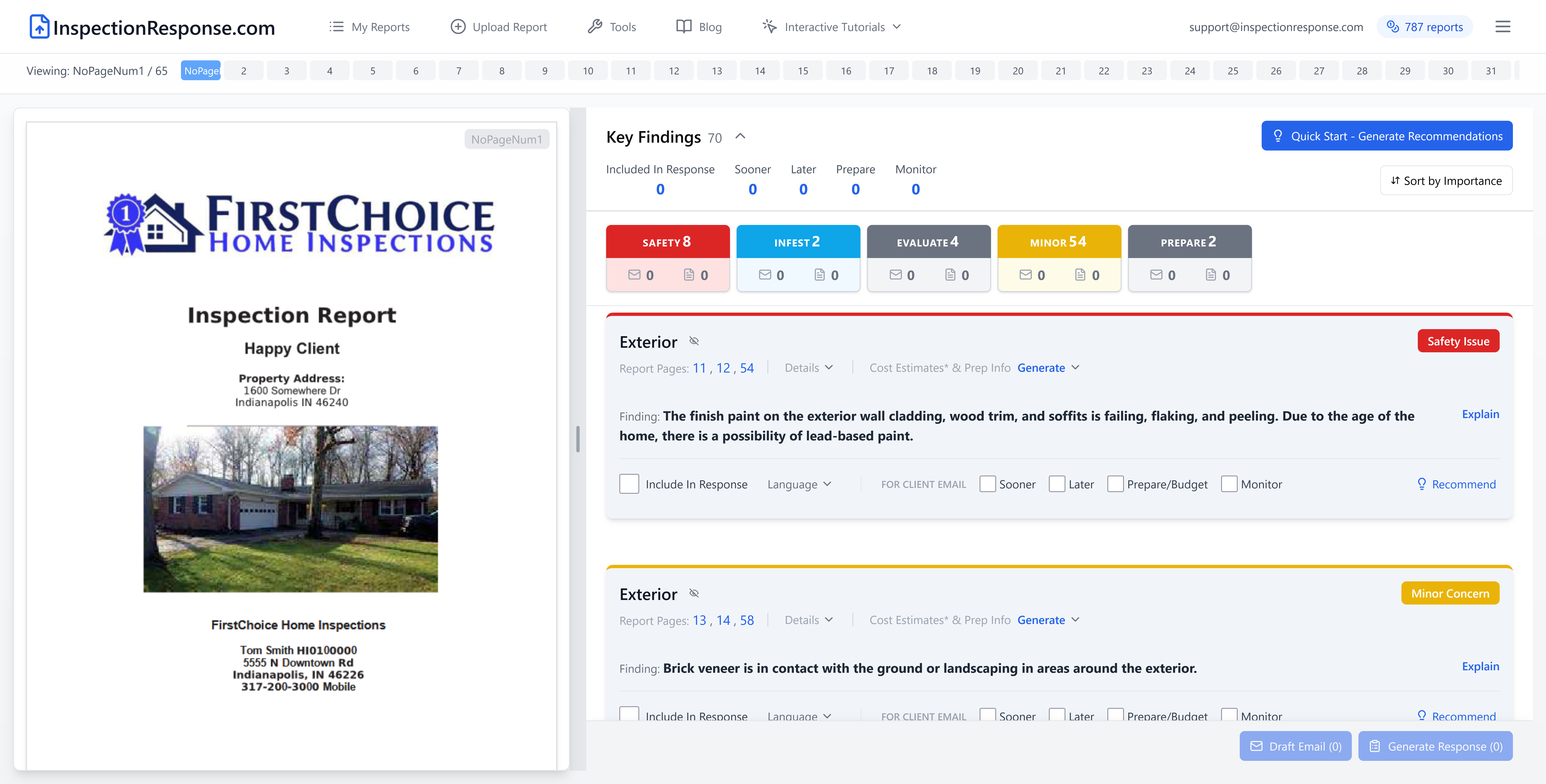 InspectionResponse.com - AI-powered inspection analysis dashboard